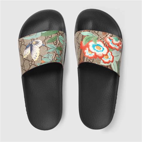 gucci tian slides 37|Gucci Tian Pursuit Canvas Slides .